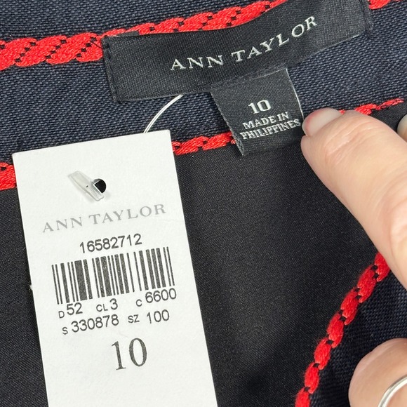 Ann Taylor Nautical‎ Navy Red Striped Pencil Skirt office Size 10 - Picture 7 of 12